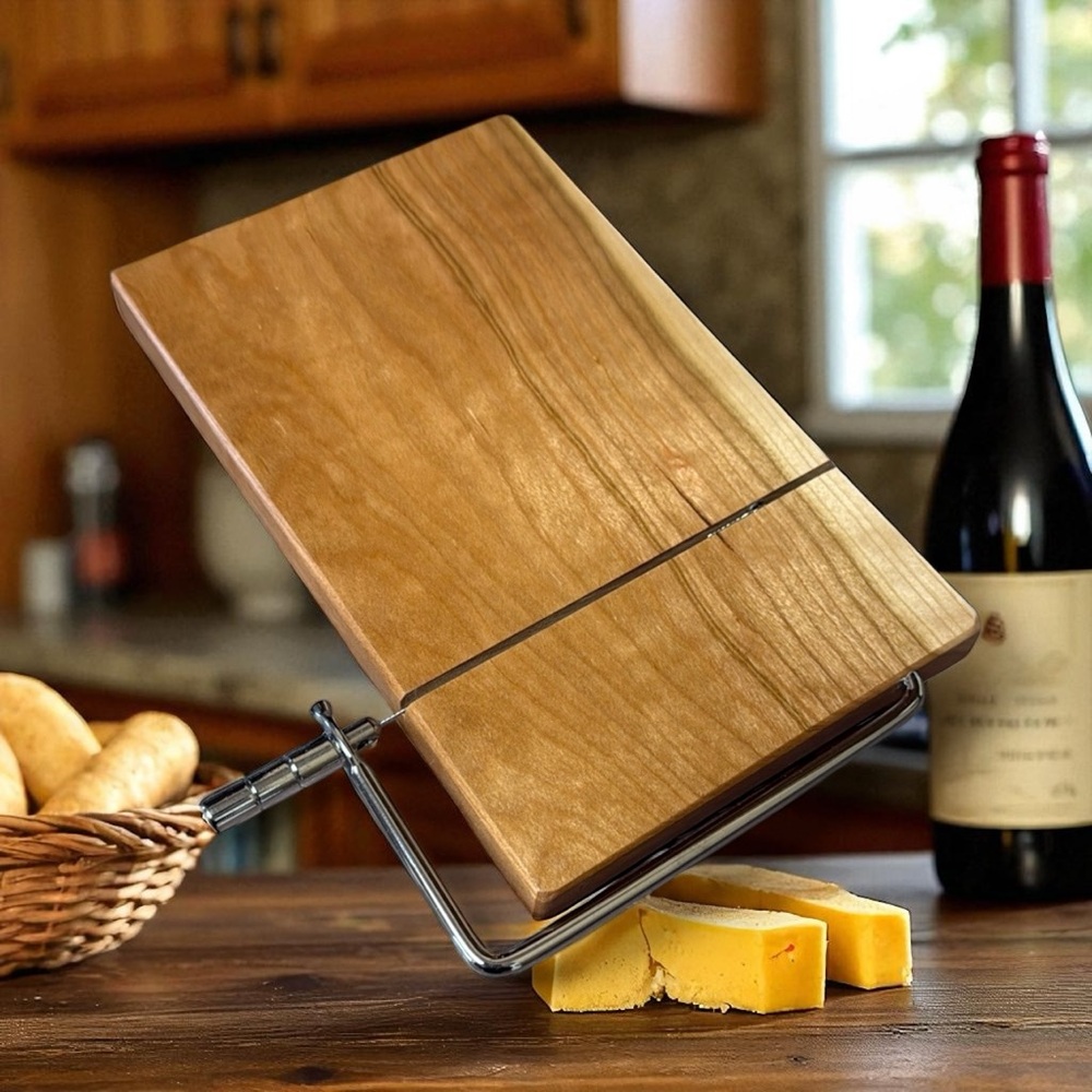 Cherry Wood Cutting Board | Handcrafted | Stainless Steel Handle